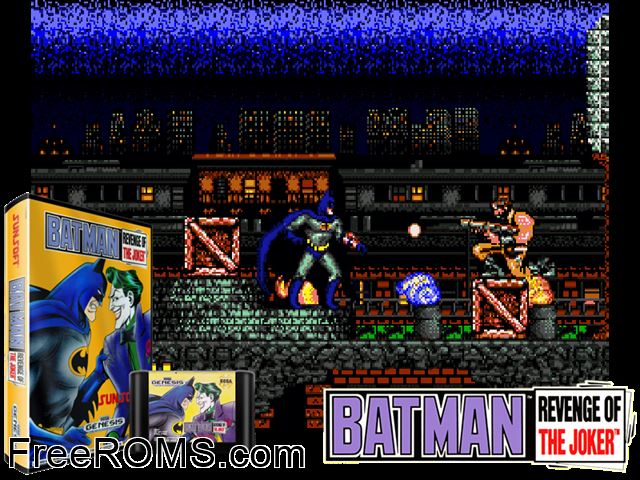 Batman - Revenge of the Joker Genesis game showing 3D box cover and gameplay screenshot