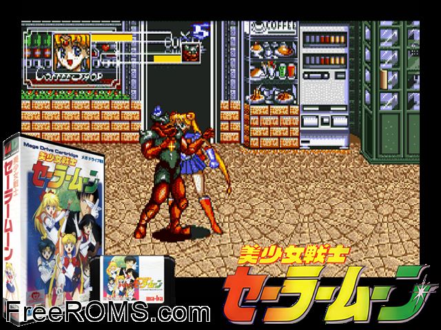 Bishoujo Senshi Sailor Moon (Japan) Genesis game showing 3D box cover and gameplay screenshot