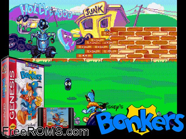 Bonkers Genesis game showing 3D box cover and gameplay screenshot