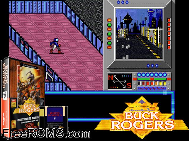 Buck Rogers - Countdown to Doomsday Genesis game showing 3D box cover and gameplay screenshot