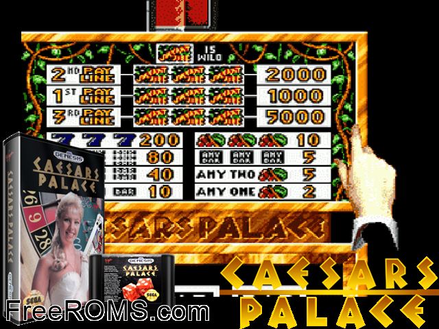 Caesars Palace Genesis game showing 3D box cover and gameplay screenshot