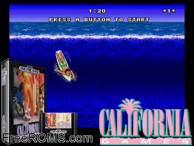 California Games Genesis game showing 3D box cover and gameplay screenshot