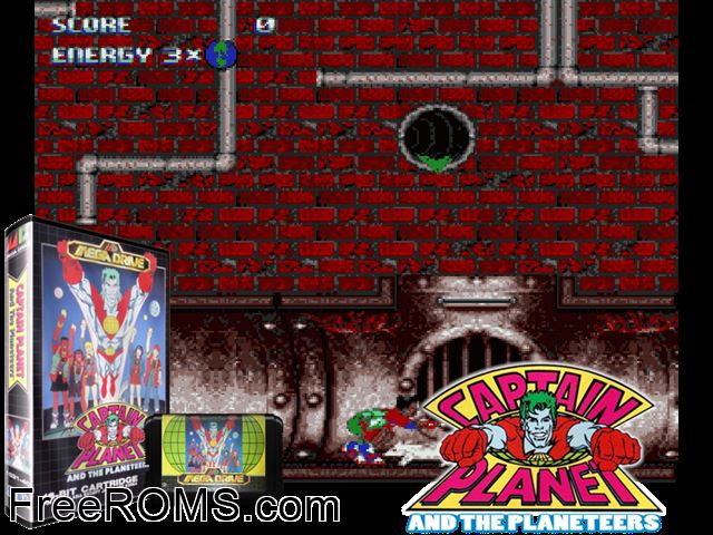 Captain Planet and the Planeteers Genesis game showing 3D box cover and gameplay screenshot