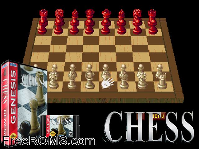 Chess Genesis game showing 3D box cover and gameplay screenshot