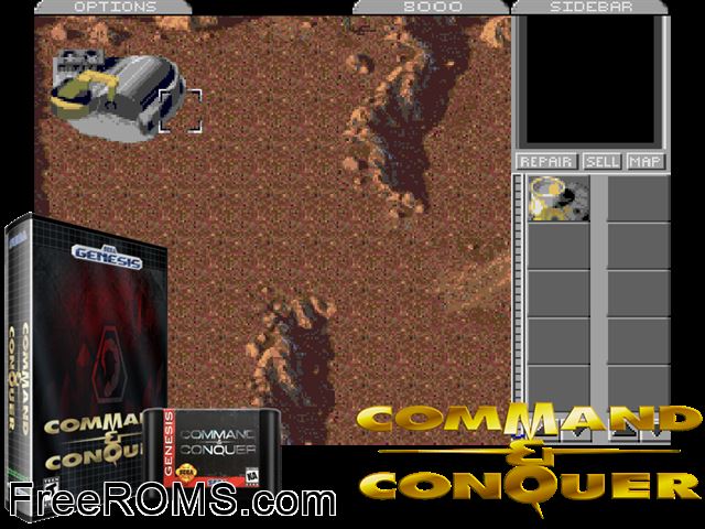 Command And Conquer (Beta) Genesis game showing 3D box cover and gameplay screenshot