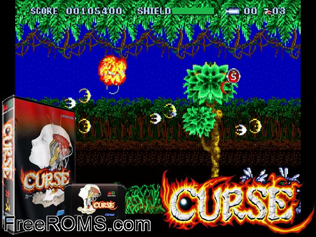 Curse (Japan) Genesis game showing 3D box cover and gameplay screenshot
