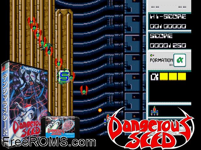 Dangerous Seed Genesis game showing 3D box cover and gameplay screenshot