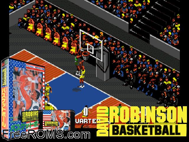 David Robinson Basketball (Japan) Genesis game showing 3D box cover and gameplay screenshot