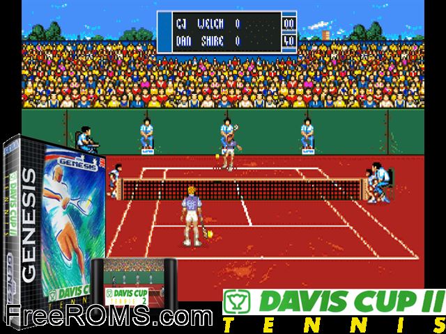 Davis Cup World Tour Tennis 2 (Beta 2) Genesis game showing 3D box cover and gameplay screenshot
