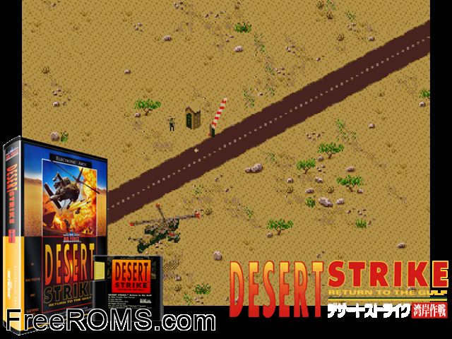 Desert Strike - Return to the Gulf Genesis game showing 3D box cover and gameplay screenshot