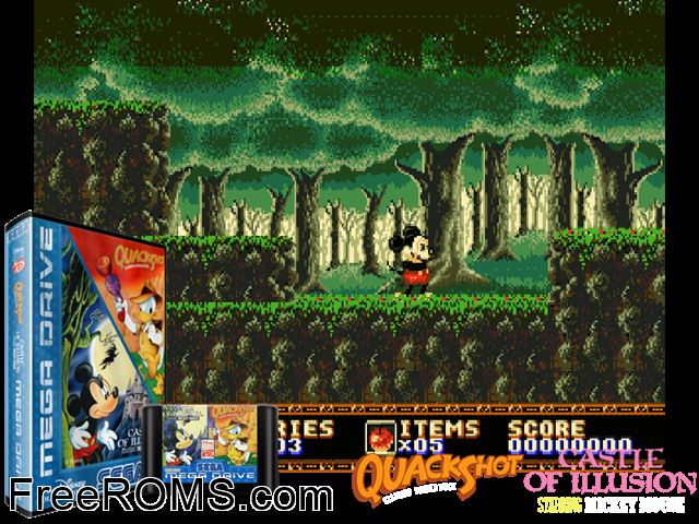 Disney Collection - Castle of Illusion And Quack Shot Genesis game showing 3D box cover and gameplay screenshot