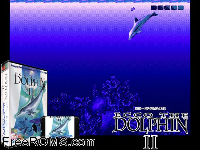 ECCO - The Tides of Time (Japan) Genesis game showing 3D box cover and gameplay screenshot