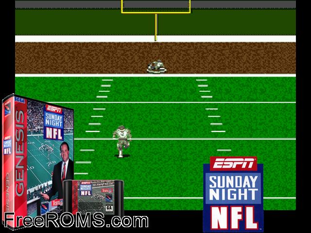 ESPN Sunday Night NFL Genesis game showing 3D box cover and gameplay screenshot