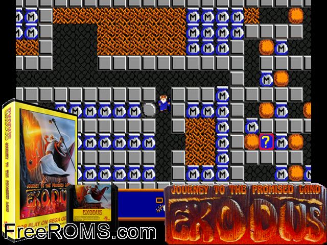 Exodus Genesis game showing 3D box cover and gameplay screenshot