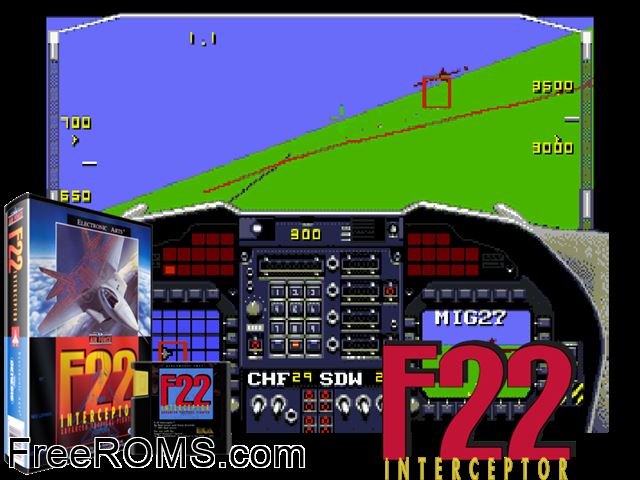 F-22 Interceptor Genesis game showing 3D box cover and gameplay screenshot