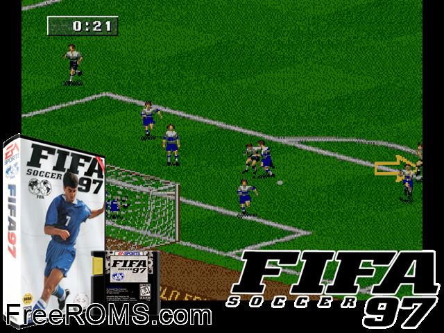 FIFA Soccer 2000 Gold Edition Genesis game showing 3D box cover and gameplay screenshot