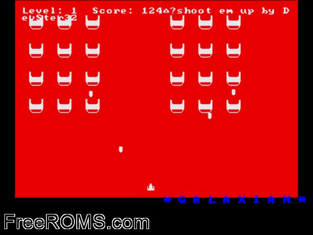 Galaxian V2 by DevSter (Public Domain) Genesis game showing 3D box cover and gameplay screenshot