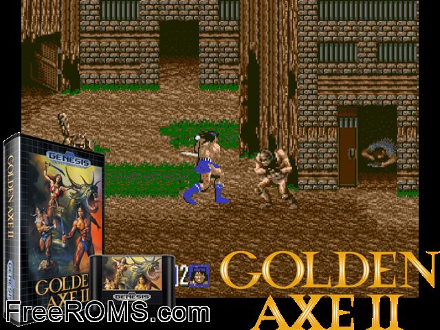 Golden Axe II Genesis game showing 3D box cover and gameplay screenshot