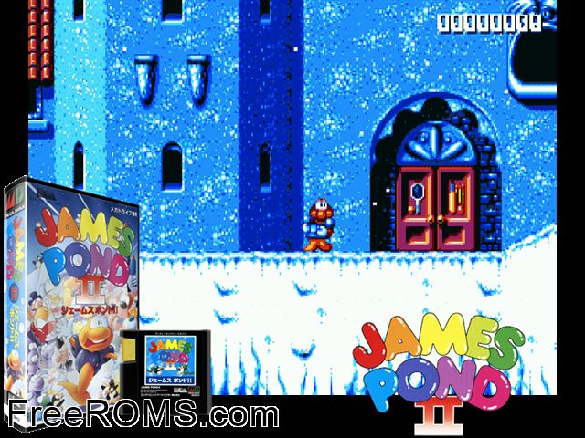 James Pond II - Codename RoboCod (Japan) Genesis game showing 3D box cover and gameplay screenshot