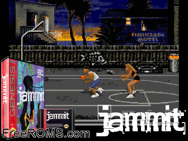 Jammit Genesis game showing 3D box cover and gameplay screenshot