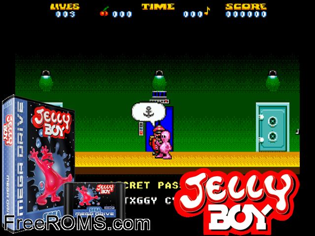 JellyBoy Genesis game showing 3D box cover and gameplay screenshot