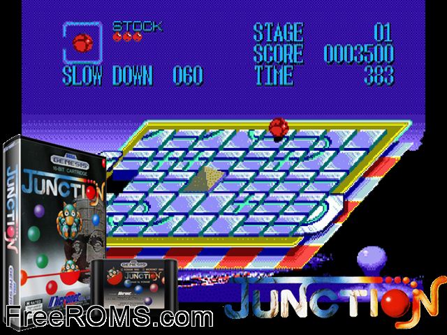 Junction Genesis game showing 3D box cover and gameplay screenshot
