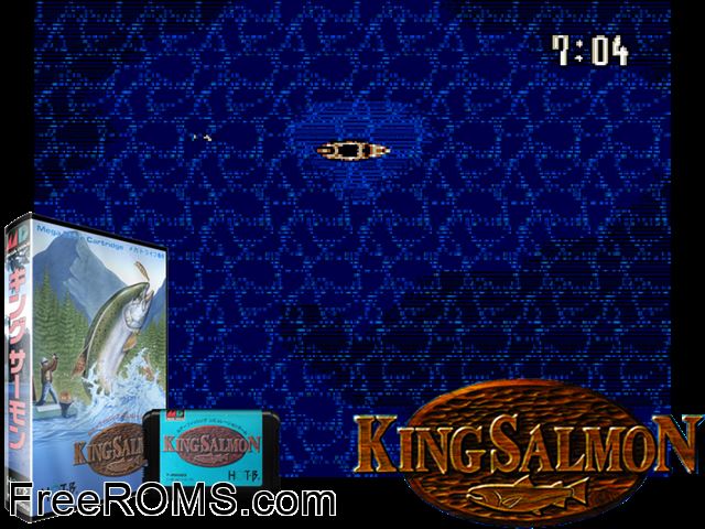 King Salmon - The Big Catch (Japan) Genesis game showing 3D box cover and gameplay screenshot