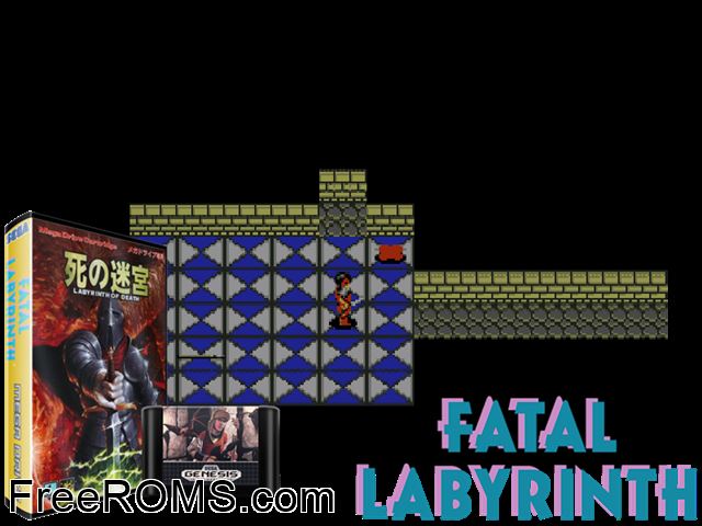 Labyrinth of Death (Japan) Genesis game showing 3D box cover and gameplay screenshot