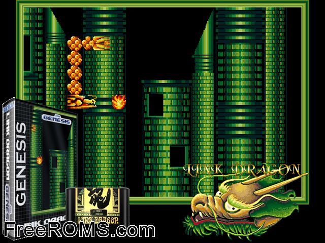 Link Dragon Genesis game showing 3D box cover and gameplay screenshot