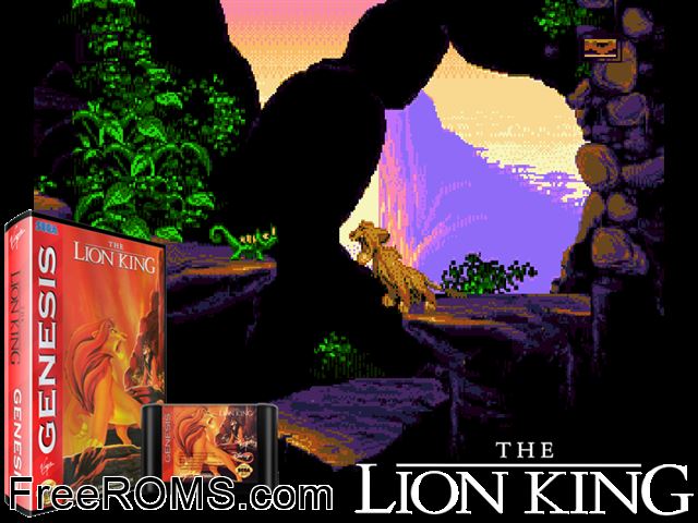 Lion King, The Genesis game showing 3D box cover and gameplay screenshot