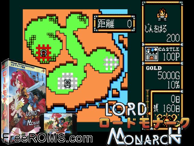 Lord Monarch Jap Genesis game showing 3D box cover and gameplay screenshot