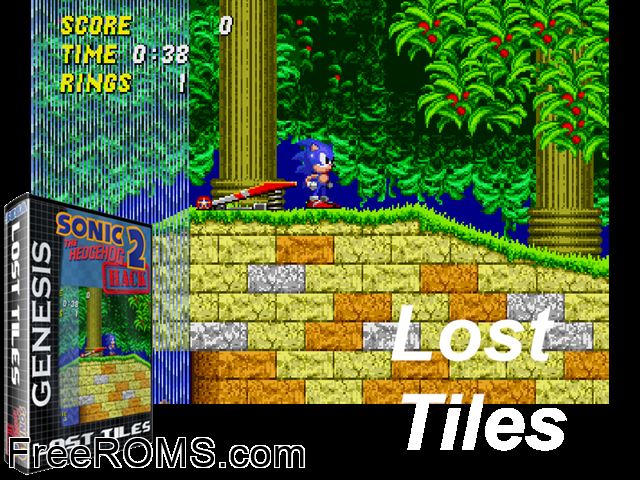 Lost Tiles (S2 Hack) Genesis game showing 3D box cover and gameplay screenshot