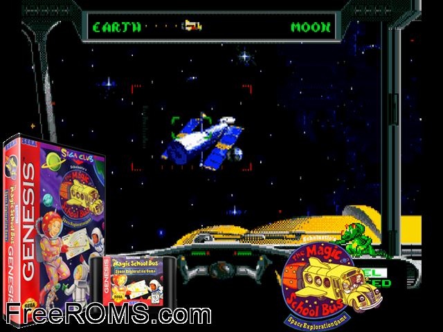 Magic School Bus Genesis game showing 3D box cover and gameplay screenshot