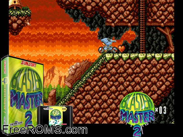 Master Blaster 2 Genesis game showing 3D box cover and gameplay screenshot