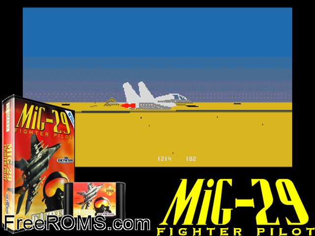 Mig-29 Fulcrum Genesis game showing 3D box cover and gameplay screenshot