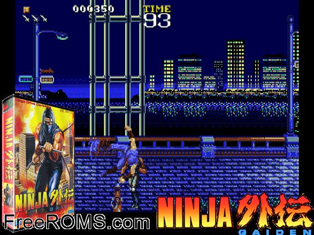 Ninja Gaiden Jap Genesis game showing 3D box cover and gameplay screenshot