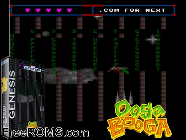 Ooga Booga! from y2kode - 2nd Version by Kaneda (Public Domain) Genesis game showing 3D box cover and gameplay screenshot