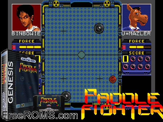 Paddle Fighter (Japan) Genesis game showing 3D box cover and gameplay screenshot