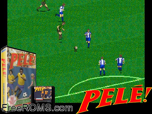 Pele! Genesis game showing 3D box cover and gameplay screenshot