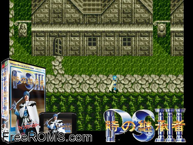 Phantasy Star III - Toki no Keishousha (Japan) Genesis game showing 3D box cover and gameplay screenshot