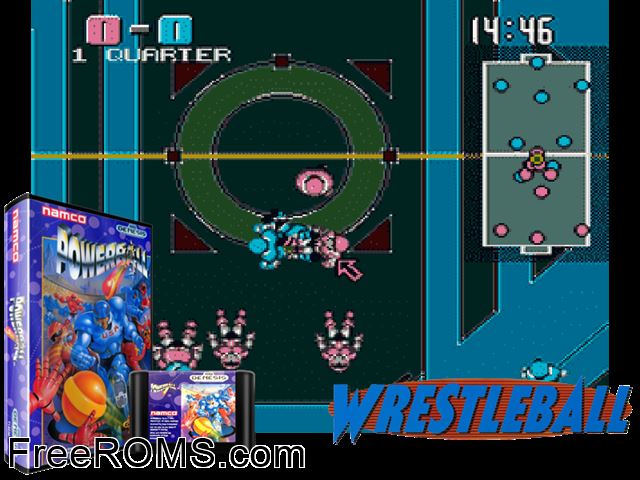 Powerball Genesis game showing 3D box cover and gameplay screenshot