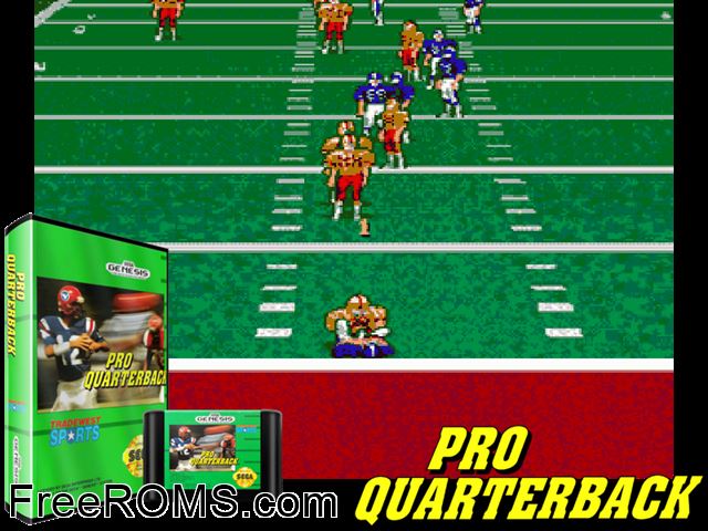Pro Quarterback Genesis game showing 3D box cover and gameplay screenshot