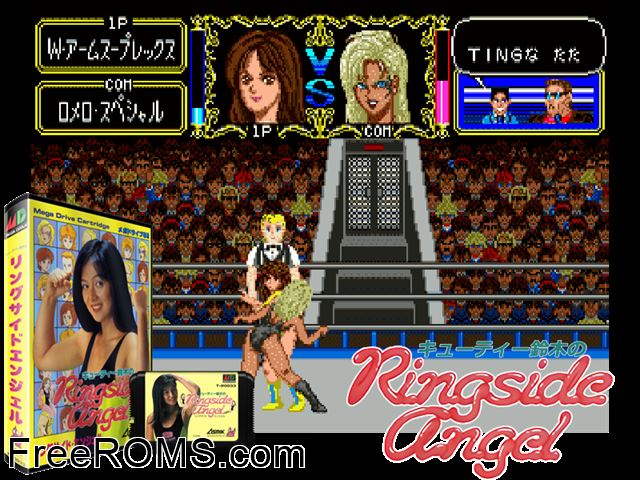 Ringside Angel Jap Genesis game showing 3D box cover and gameplay screenshot