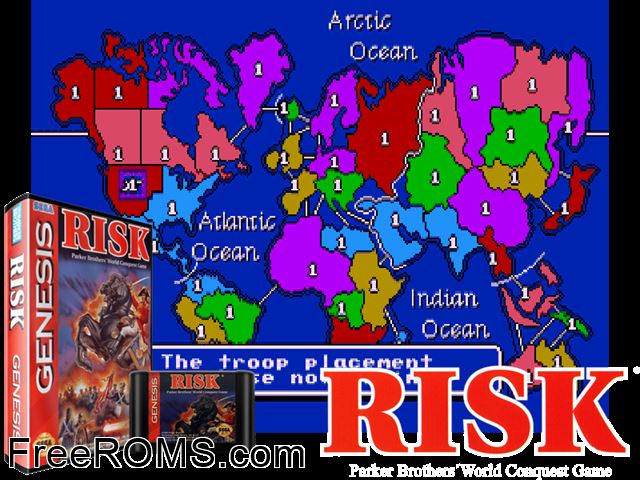 Risk Genesis game showing 3D box cover and gameplay screenshot