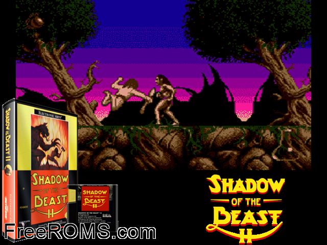Shadow of the Beast 2 Genesis game showing 3D box cover and gameplay screenshot