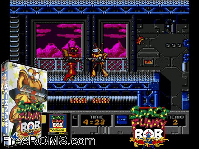 Space Funky B.O.B. (Japan) Genesis game showing 3D box cover and gameplay screenshot
