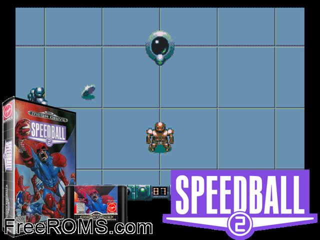 Speedball 2 Genesis game showing 3D box cover and gameplay screenshot