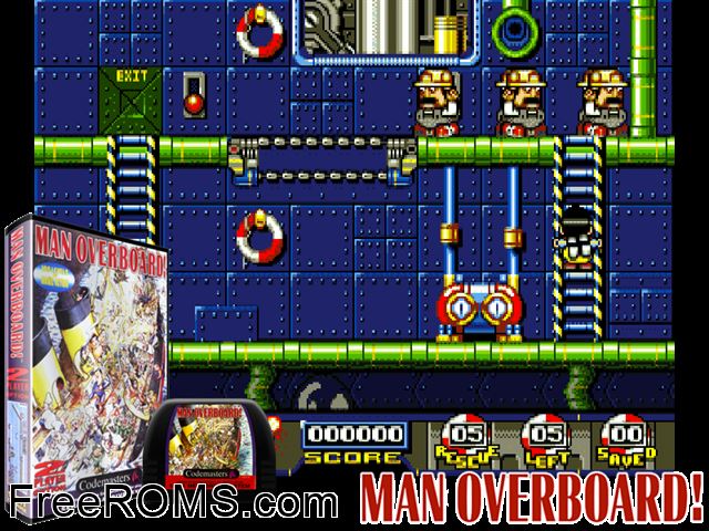 SS Lucifer - Man Overboard! Genesis game showing 3D box cover and gameplay screenshot