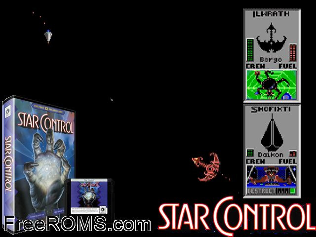 Star Control Genesis game showing 3D box cover and gameplay screenshot