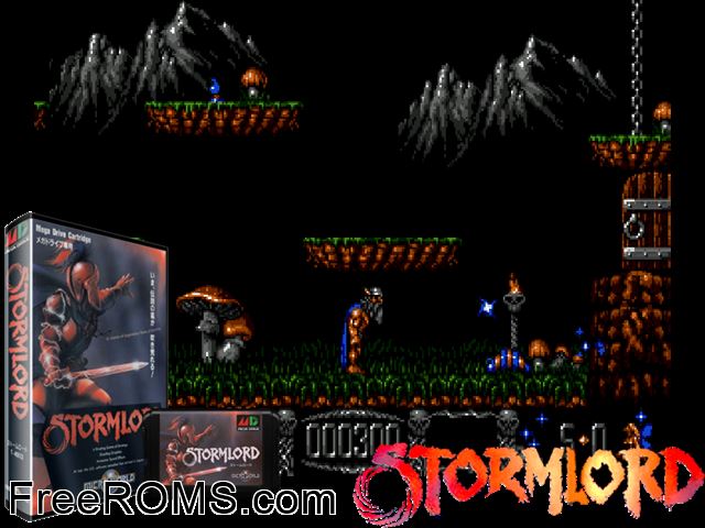 Stormlord (Japan) Genesis game showing 3D box cover and gameplay screenshot